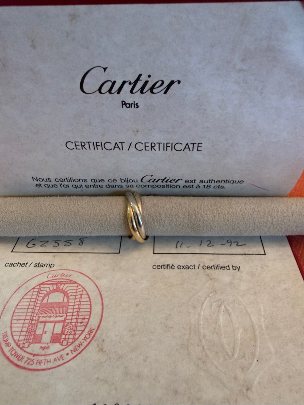 Vintage Cartier Trinity Ring 18K Tri-Gold with Certificate 1992 Size 5 1/2-6 - Picture 1 of 12